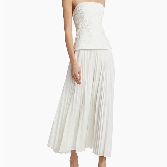 Acler White Strapless Midi Dress